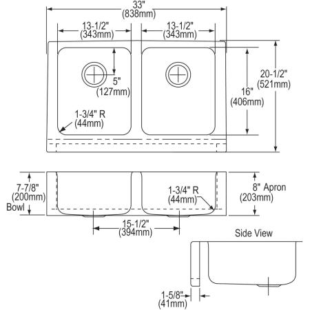Elkay-ELUHF3320DBG-Specification Image