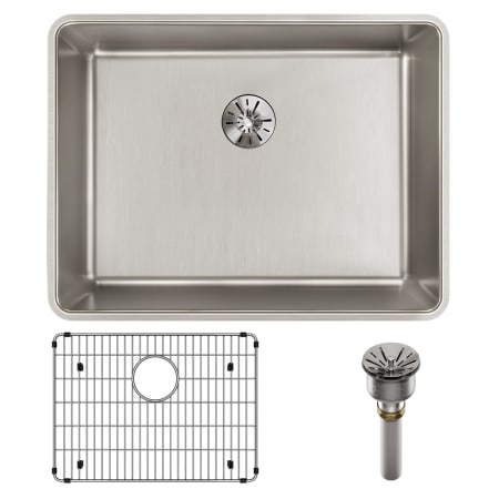 Elkay Lustertone Iconix 23-1/2" Undermount Single Basin Stainless Steel Kitchen Sink with Basin Rack and Perfect Drain Stainless Steel
