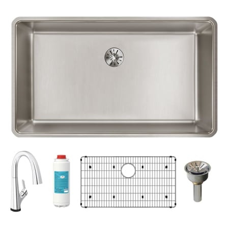 Elkay Lustertone Iconix 32-1/2" Undermount Single Basin Stainless Steel Kitchen Sink with Deck Mount 1.5 GPM Kitchen Faucet Stainless Steel