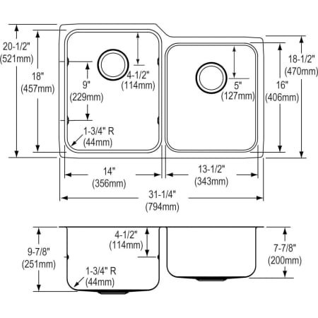 Elkay-ELUHWS3120R-Line Drawing