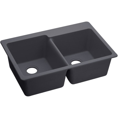 Elkay Quartz Luxe 33" Drop In Offset Double Basin Quartz Composite Kitchen Sink Charcoal