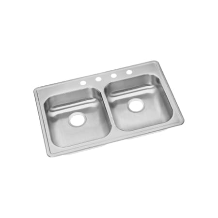 Elkay Dayton 33" Drop In Double Basin Stainless Steel Kitchen Sink 1 Faucet Hole