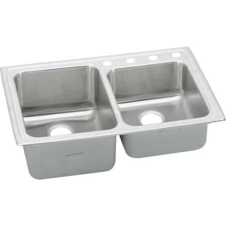 Elkay Gourmet Lustertone Stainless Steel 33" x 22" Double Basin Top Mount Kitchen Sink with 10" Depth 1 Faucet Hole