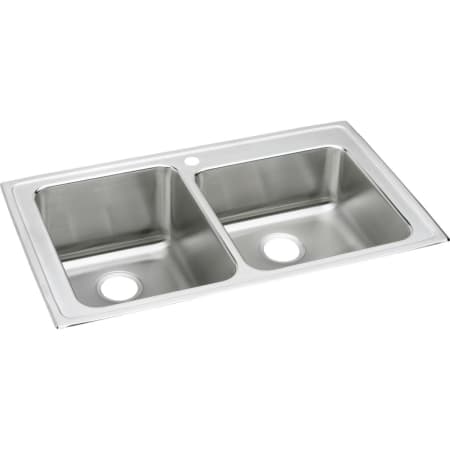 Elkay Gourmet Lustertone Stainless Steel 37" x 22" Self Rimming Double Basin Top Mount Kitchen Sink with 10" Depth 1 Faucet Hole