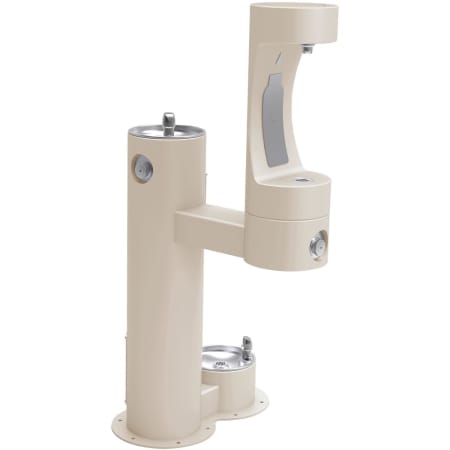 Elkay EZH2O 57" Floor Mounted ADA Outdoor Rated Dual Station Bottle Filler Fountain Combo with Dog Bowl Beige