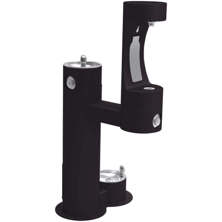 Elkay EZH2O 57" Floor Mounted ADA Outdoor Rated Dual Station Bottle Filler Fountain Combo with Dog Bowl Black