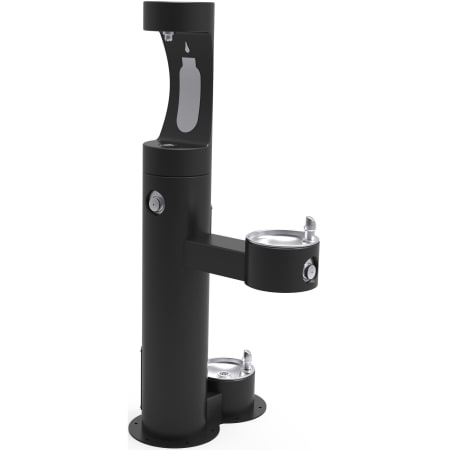 Elkay EZH2O Floor Mounted Outdoor Drinking Fountain, Pet Station, and Bottle Filling Station with Vandal Resistant Bubbler Black