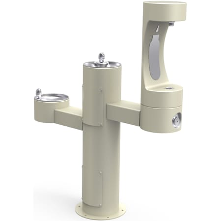 Elkay EZH20 14" Floor Mounted Outdoor Bi-Level Bottle Filler Combo Station - Vandal Resistant Bubbler Beige