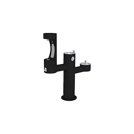 Elkay EZH2O 57" Floor Mounted ADA Outdoor Rated Triple Station Bottle Filler Fountain Combo Black