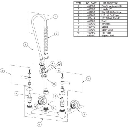 Elkay LK943C 1.6 GPM Wall Mounted Bridge Pre Rinse Food Service Faucet ...