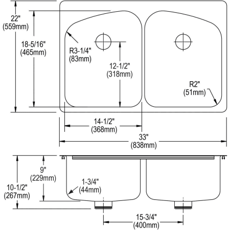 Elkay-LKHSR33229PDL-Line Drawing