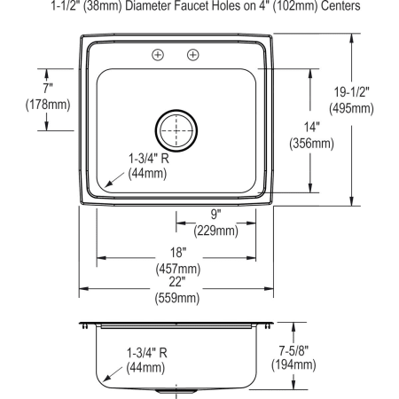 Elkay-LR2219C-Specification Image