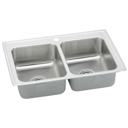 Elkay Lustertone 29" Drop In Double Basin Stainless Steel Kitchen Sink 1 Faucet Hole