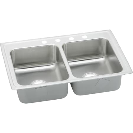 Elkay Lustertone 33" Drop In Double Basin Stainless Steel Kitchen Sink 1 Faucet Hole