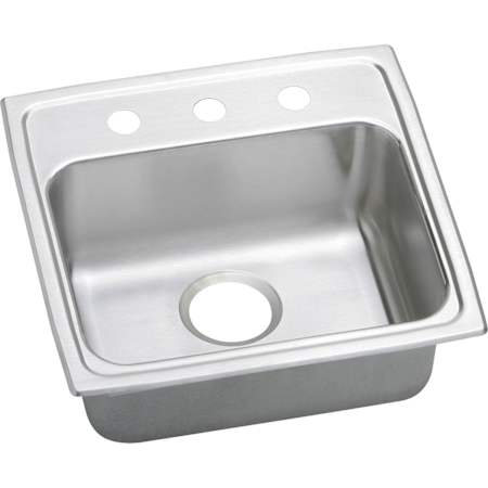 Elkay Gourmet 19-1/2" Single Basin Drop In Stainless Steel Kitchen Sink 2 Faucet Holes (Middle Right)