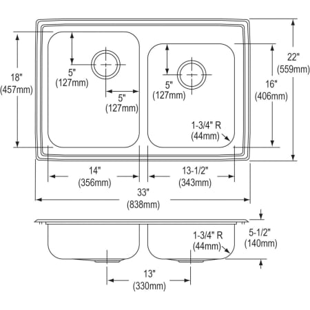 Elkay-LRAD25055-Specification Image