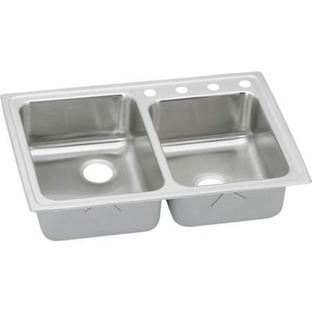 Elkay Gourmet 33" Double Basin Drop In Stainless Steel Kitchen Sink 1 Faucet Hole