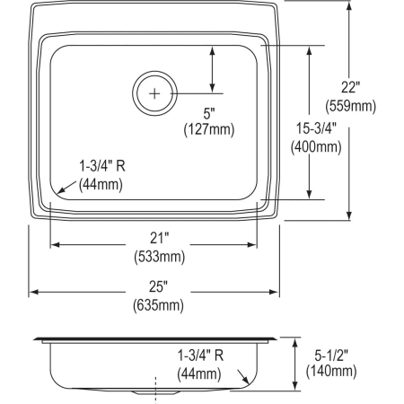 Elkay-LRAD252255-CU-Specification Image