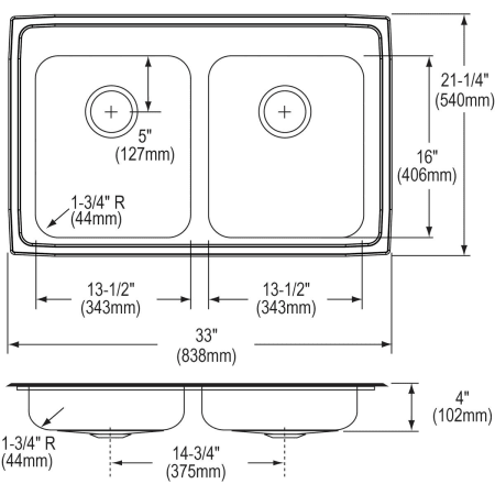 Elkay-LRAD332140-Specification Image