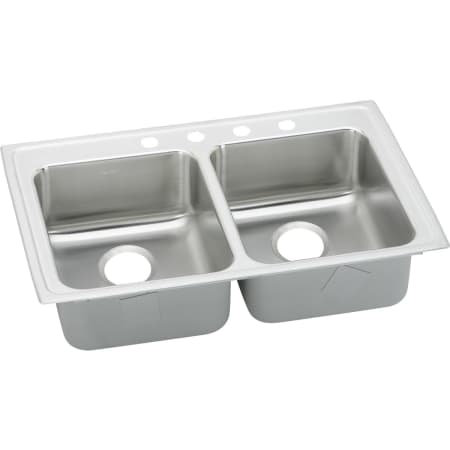 Elkay Lustertone 33" Drop In Double Basin Stainless Steel Kitchen Sink 1 Faucet Hole