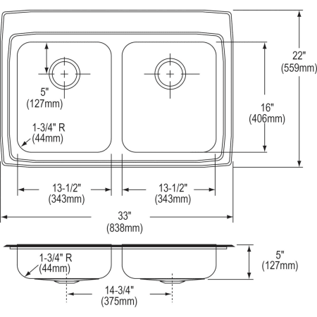 Elkay-LRAD332250-Specification Image