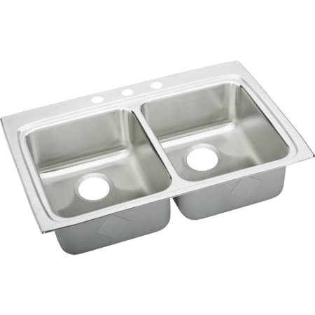 Elkay Gourmet Lustertone Stainless Steel 33" x 22" Equal Double Basin Top Mount Kitchen Sink with 5-1/2" Depth and Quick-Clip Mounting System 1 Faucet Hole