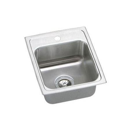 Elkay Gourmet 15" Single Basin Drop In Stainless Steel Kitchen Sink 1 Faucet Hole