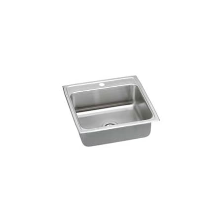Elkay Gourmet 22" Single Basin Drop In Stainless Steel Kitchen Sink 1 Faucet Hole