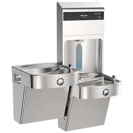 Elkay Pro Filtration Bottle Filling Station and Bi-Level ADA Refrigerated Cooler with Ultra-Capacity, Lead Reduction Filter and Vandal Resistant Stainless Steel