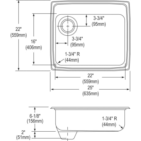 Elkay-LWR2522L-Line Drawing