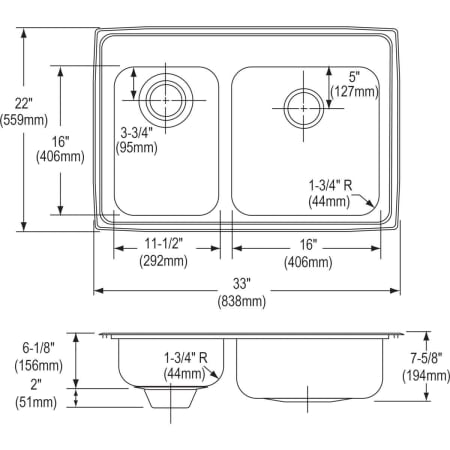 Elkay-LWR3322L-Line Drawing