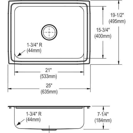 Elkay-PFR2519-Line Drawing