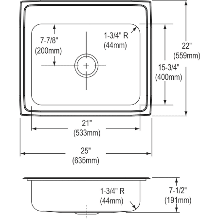 Elkay-PSRQ2522-Specification Image