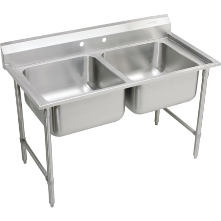Elkay Rigidbilt 59-1/4" Double Basin Free Standing Stainless Steel Utility Sink 2 Faucet Holes