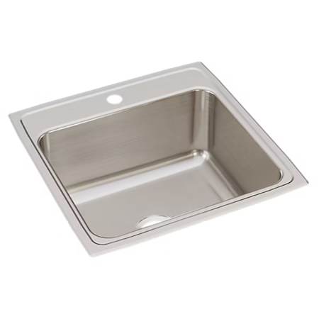 Elkay Lustertone 22" Drop In Single Basin Stainless Steel Kitchen Sink 1 Faucet Hole