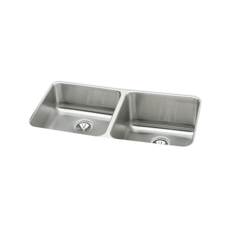Elkay Gourmet Lustertone Stainless Steel 30-3/4" x 18-1/2" Double Basin Undermount Kitchen Sink with Right Primary Bowl, and 10" Depth Euro