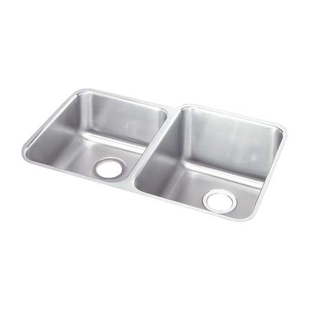 Elkay Lustertone 31-1/4" Undermount Double Basin Stainless Steel Kitchen Sink Euro