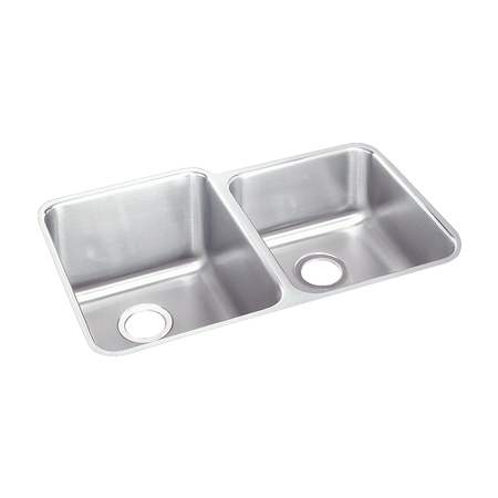 Elkay Gourmet Stainless Steel 30-3/4" x 21'' Undermount Double Basin Kitchen Sink with Left Primary Bowl and 9-7/8" Depth Euro