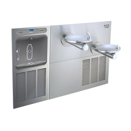 Elkay EZH2O 8GPH Wall Mount Bi-Level SwirlFlo Drinking Fountain with Glass Filler and Cane Apron N/A