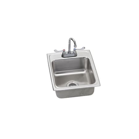 Elkay Utility Sink Topmount 18 Gauge Single Bowl Includes All Supply Lines (LR1720) and Utility Faucet Gooseneck Spout with Single Hole Concealed Deck Mount (LK406GN04T4) Stainless Steel