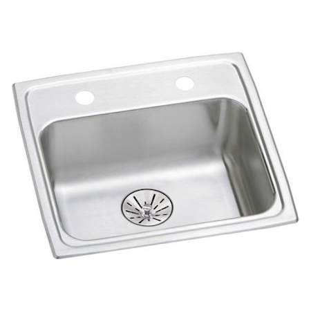 Elkay Lustertone 19-1/2" Drop In Single Basin Stainless Steel Kitchen Sink with Basket Strainer 2 Faucet Holes