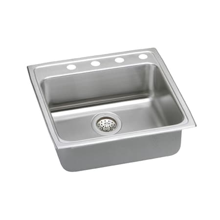 Elkay Gourmet Kitchen Sink 22" x 22" Drop In Stainless Steel Single Basin with 4-1/2" Basins 1 Faucet Hole