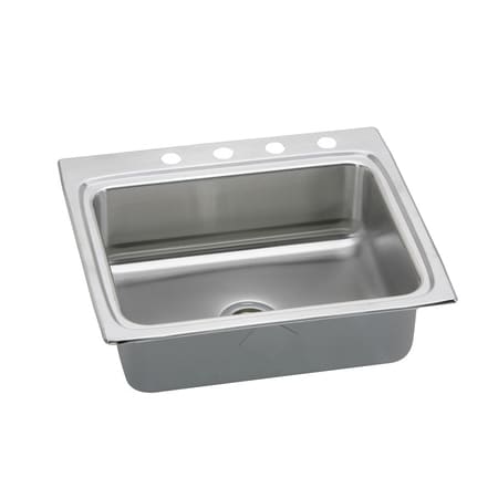 Elkay Gourmet Lustertone Stainless Steel 25" Self Rimming Single Basin Kitchen Sink with 4" Depth Stainless Steel - 1 Faucet Hole