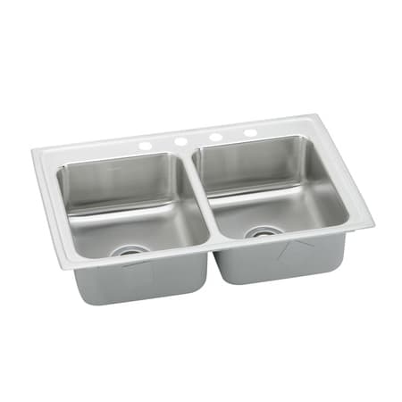 Elkay Gourmet Kitchen Sink 33" x 20" Stainless Steel Drop In Double Basin with a 6" Basin Stainless Steel