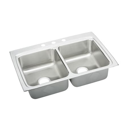 Elkay Gourmet Kitchen Sink 33" x 22" Drop In Double Basin Stainless Steel with 5" Basins 1 Faucet Hole