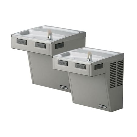 Elkay 8 GPH ADA Wall Mount Bi-Level Cooler with Mechanical Push Bar Light Gray Granite