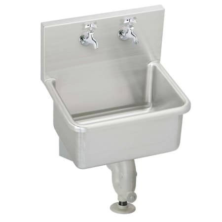 Elkay Stainless Steel 21" x 17-1/2" Wall Mount Service Sink Package with 12" Depth and Two Service Faucets Stainless Steel