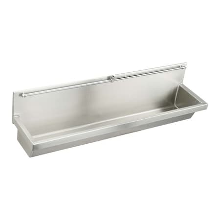 Elkay Stainless Steel 48" x 14" Wall Mount 14 Gauge Multiple Station Urinal with 8" Backsplash and Flush Pipe Stainless Steel