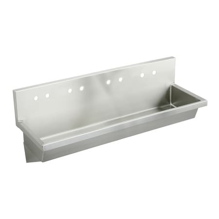 Elkay Wall Mount 14 Gauge Stainless Steel Four Station Handwash Sink with Eight Faucet Holes Stainless Steel