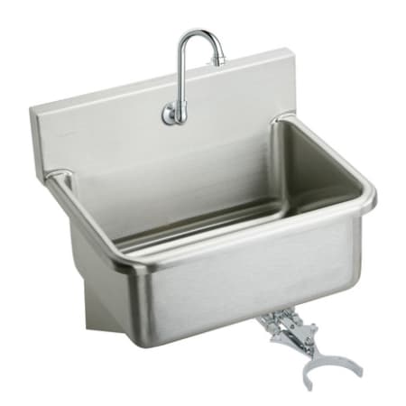Elkay Wall Mount 14 Gauge Stainless Steel Scrub Sink with Spout, Knee Valve and Drain Fitting Stainless Steel